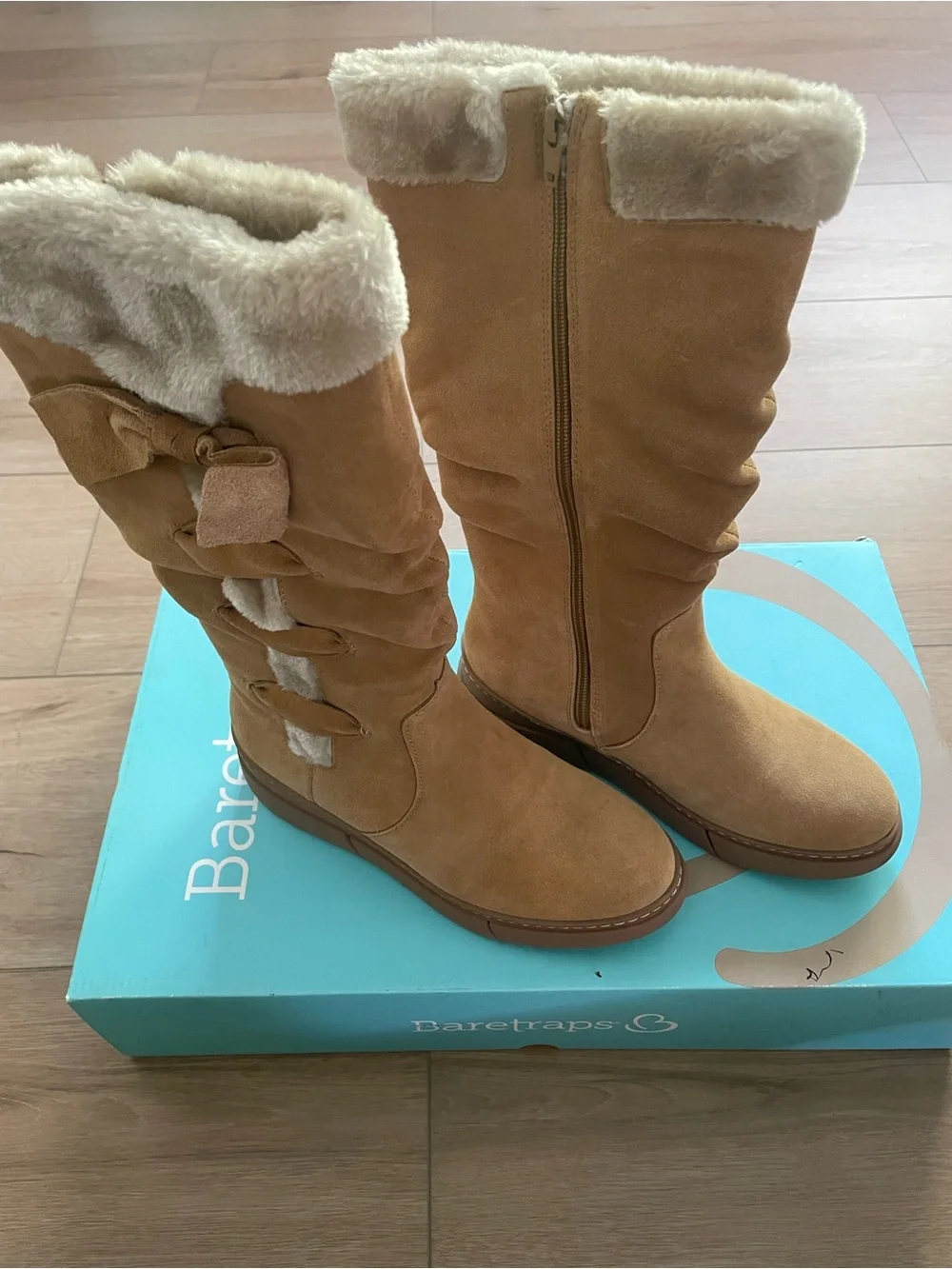 BareTraps Tan Faux Suede Knee Boots Larenna Whiskey Women 7.5 #0233